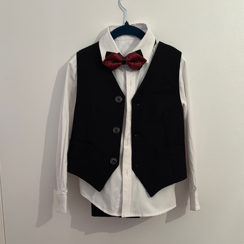 Black Vest with Red Bow Tie and White Shirt